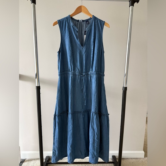 Lands' End Dresses & Skirts - Lands' End Denim-Blue Sleeveless Tiered Maxi Dress